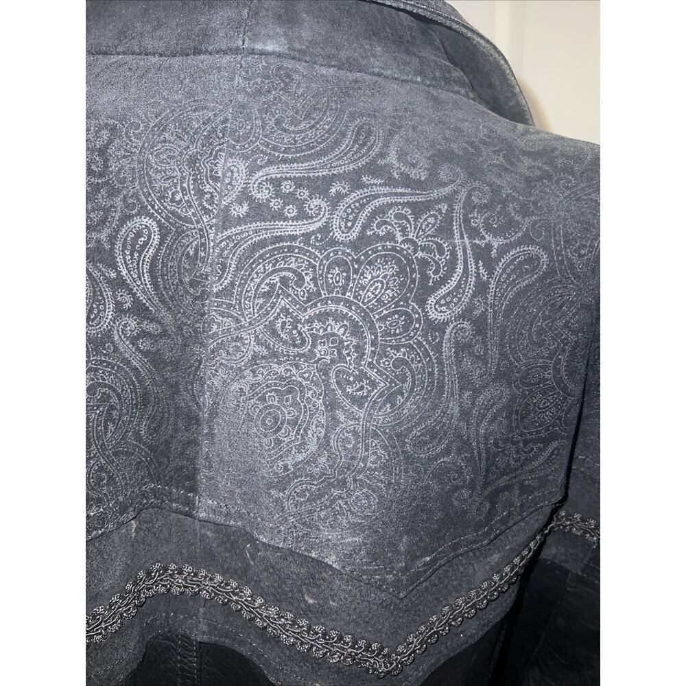 Winlit Womens Leather Paisley Vintage 80s Trench Coat Oversized Size M Black - Picture 9 of 9